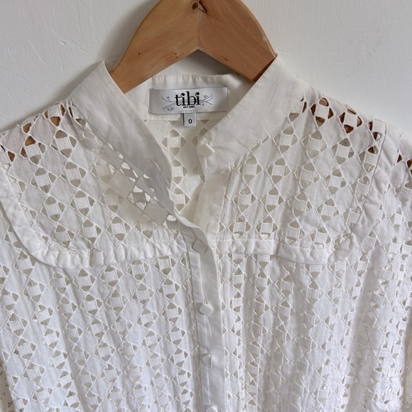 Tibi White Cut Out Button Up Blouse - Picture 2 of 8